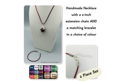 Necklace & Bracelet Set Silver, 2mm Nylon Silk Cord Choice of Colours/Sizes