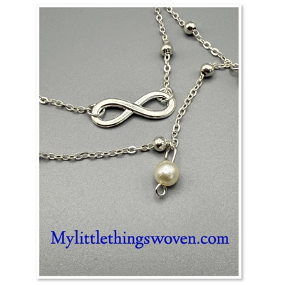 Eternity Faux Pearl Silver Tone Bracelet, Adjustable length