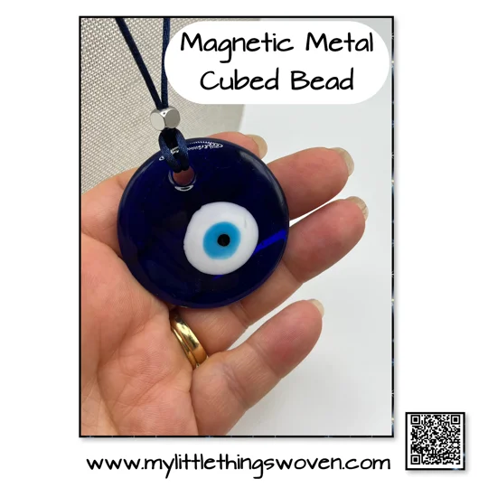 Murano Glass Evil Eye Pendant & Necklace Blue, 20" Long Silk Cord
