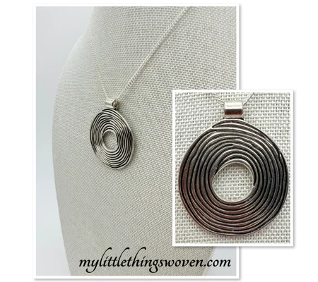 Large Focal Spiral Disc Pendant Necklace, Silver
