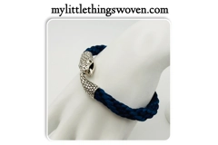 Men's Blue Two-Toned Kumihimo Silver Snake Bracelet