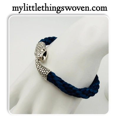 Men's Blue Two-Toned Kumihimo Silver Snake Bracelet