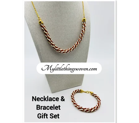 Jewellery Set - Gold Two-Toned Brown And Cream