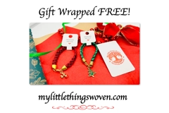 Colourful Christmas Charm Bracelets,Woven Braid,Gold Coloured