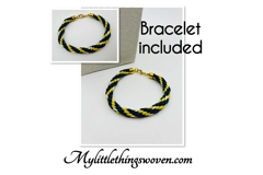 Blue And Gold Spiral Pattern Gold Braided Kumihimo Necklace & Bracelet 2 piece set