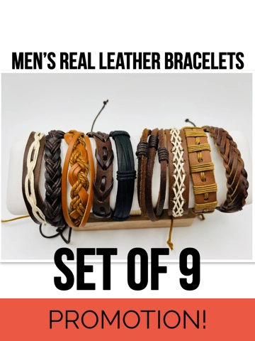 Mens bracelets real lea..