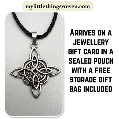 Witches Knot Pendant/Necklace, Silver - Black Witches Knot Pendant/Necklace, Silver - Black