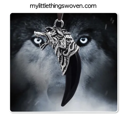 Men's Silver Wolf Tooth Pendant/Necklace - Black, Real Leather Cord