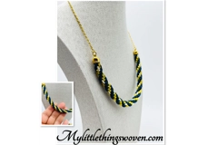 Blue And Gold Spiral Pattern Gold Braided Kumihimo Necklace & Bracelet 2 piece set