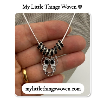 Sterling Silver Owl Pendant & Necklace, Snake Chain Sterling Silver Owl Pendant & Necklace, Snake Chain