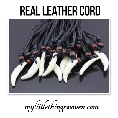 Men's Real Tooth Fang Wolf Pendant Necklace Adjustable length