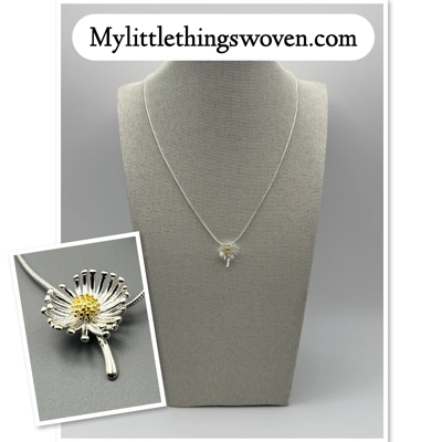 Sterling Silver Daisy Pendant and Necklace, Adjustable