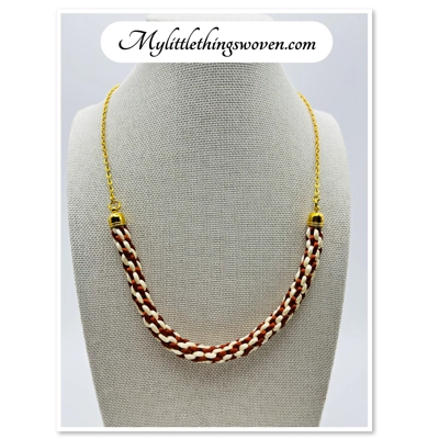 Gold Two-Toned Brown And Cream Necklace And Bracelet 2 Piece Set Gold Two-Toned Brown And Cream Necklace And Bracelet 2 Piece Set