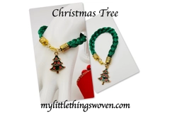 Colourful Christmas Charm Bracelets,Woven Braid,Gold Coloured