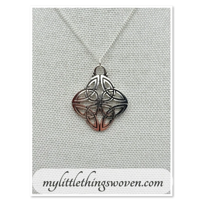 Quaternary Celtic Knot Pendant Necklace, Silver 925 Quaternary Celtic Knot Pendant Necklace, Silver 925