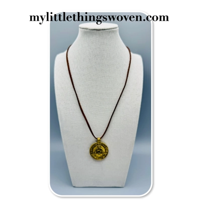 Men's Nordic Rune Triquetra Celtic Knot Amulet Pendant/Necklace, Real Leather - Brown Men's Nordic Rune Triquetra Celtic Knot Amulet Pendant/Necklace, Real Leather - Brown