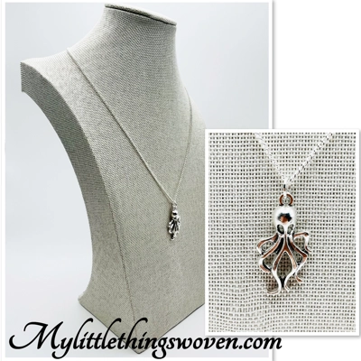 Octopus Pendant And  Necklace Silver