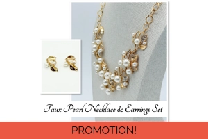 Gold & Faux Pearl Necklace &..