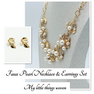 Gold & Faux Pearl Necklace &..
