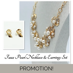 Gold & Faux Pearl Necklace &..