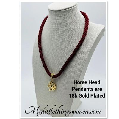 Horse Head Pendant Necklace And Bracelet, Red 2 piece set Gold Plated Horse Head Pendant Necklace And Bracelet, Red 2 piece set Gold Plated