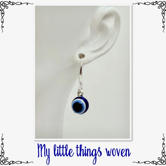 Real Silver Evil Eye Dangle Earrings