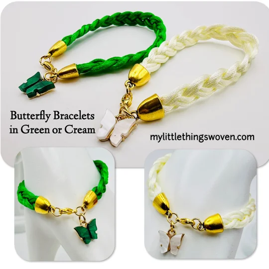 Butterfly Pendant/Charm Bracelets/Braided