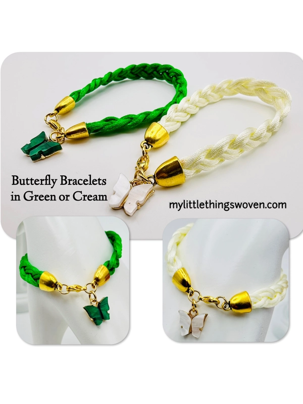 Butterfly Pendant/Charm Bracelets/Braided