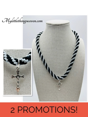 Cross Pendant And Necklace,Black and Silver