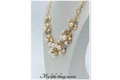 Gold & Faux Pearl Necklace & Earrings Jewellery Set