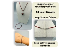 Necklace & Bracelet Set Silver, 2mm Nylon Silk Cord Choice of Colours/Sizes