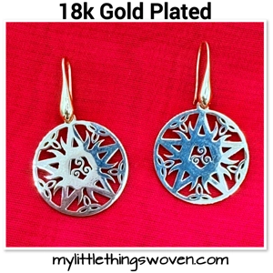 Gold Pentagram `Dangle Drop Earrings 18k Gold Plated