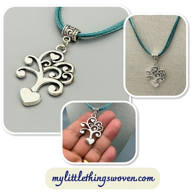 Tree of Hearts Silver Pendant & Cord Necklaces in a choice of colours