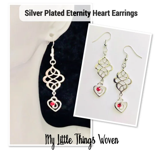 Silver Love Heart Eternity Earrings