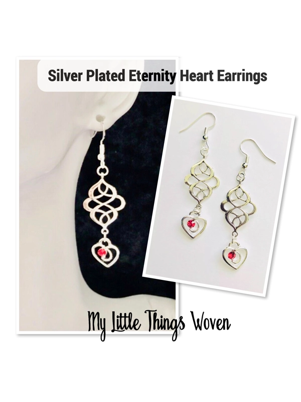 Silver Love Heart Eternity Earrings