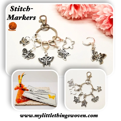 Set of 6 Butterfly Stitch Markers in choice of styles