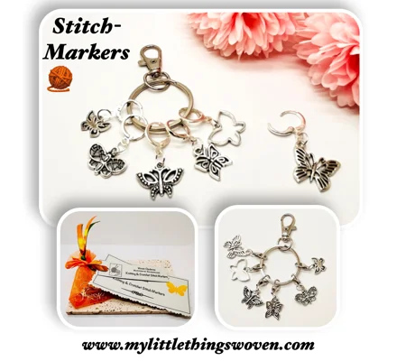 Set of 6 Butterfly Stitch Markers in choice of styles