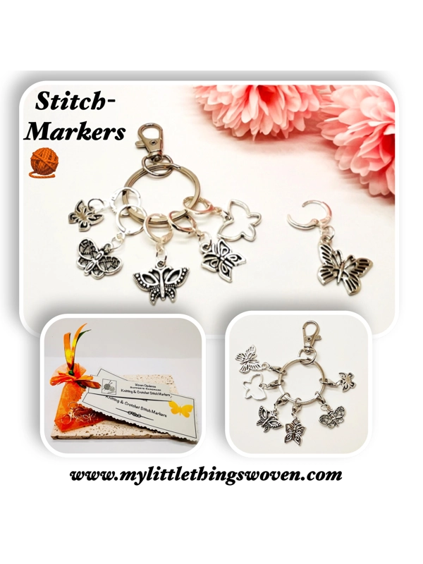 Set of 6 Butterfly Stitch Markers in choice of styles