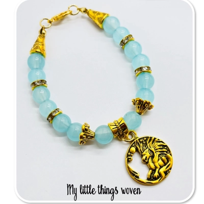 Dragon Bracelet With Jade Beads, Gold, Sparkly