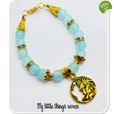 Dragon Bracelet With Jade Beads, Gold, Sparkly