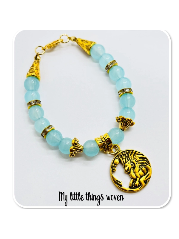 Dragon Bracelet With Jade Beads, Gold, Sparkly