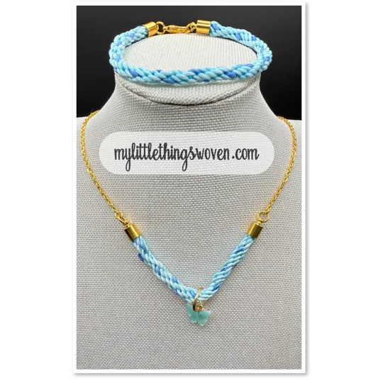 Butterfly Jewellery Set, Blue/Gold