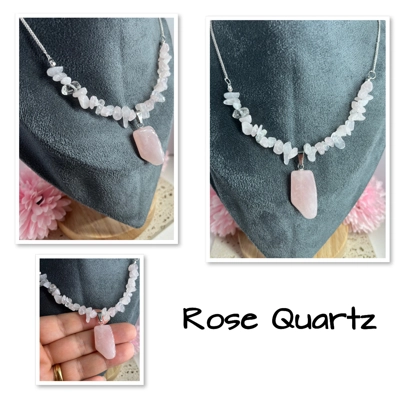 Assorted Gemstones Chipped Quartz Necklaces & Choice of Pendants, Silver,new Assorted Gemstones Chipped Quartz Necklaces & Choice of Pendants, Silver,new
