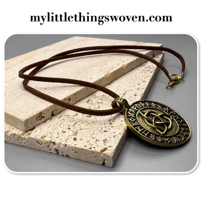 Men's Nordic Rune Triquetra Celtic Knot Amulet Pendant/Necklace, Real Leather - Brown Men's Nordic Rune Triquetra Celtic Knot Amulet Pendant/Necklace, Real Leather - Brown