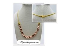 Gold Two-Toned Brown And Cream Necklace And Bracelet 2 Piece Set