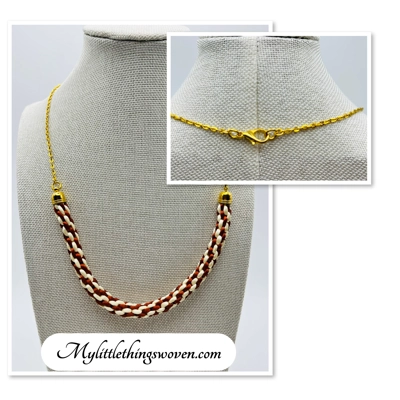 Gold Two-Toned Brown And Cream Necklace And Bracelet 2 Piece Set Gold Two-Toned Brown And Cream Necklace And Bracelet 2 Piece Set