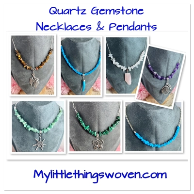 Assorted Gemstones Chipped Quartz Necklaces & Choice of Pendants, Silver,new