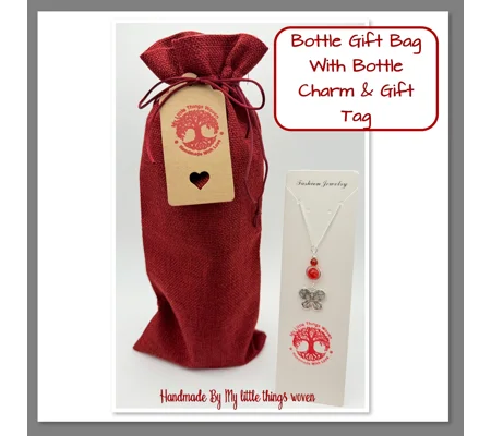 Bottle Gift Bag with Butterfly Bottle Charm and Gift Tag Set