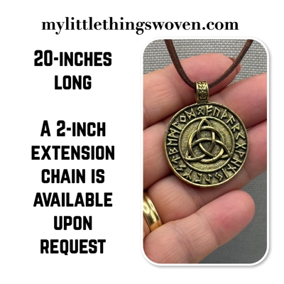 Men's Nordic Rune Triquetra Celtic Knot Amulet Pendant/Necklace, Real Leather - Brown Men's Nordic Rune Triquetra Celtic Knot Amulet Pendant/Necklace, Real Leather - Brown