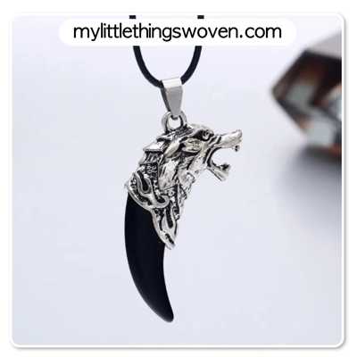 Men's Silver Wolf Tooth Pendant/Necklace - Black, Real Leather Cord Men's Silver Wolf Tooth Pendant/Necklace - Black, Real Leather Cord